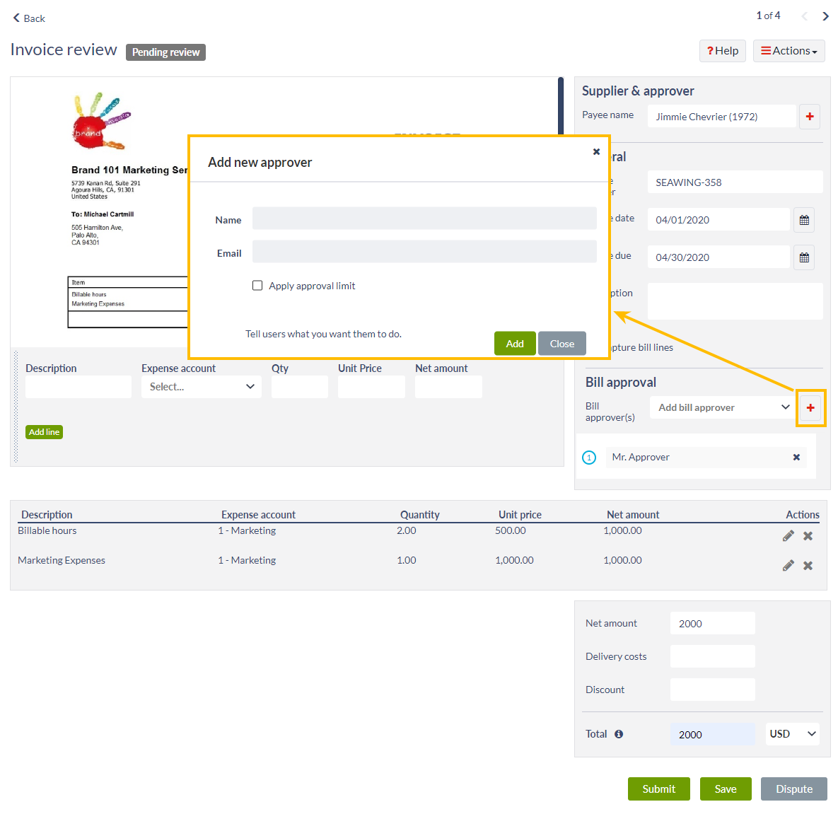 Add new approver