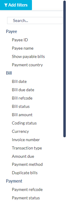 Bill filters