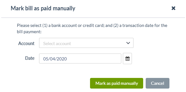 Mark bill as paid manually