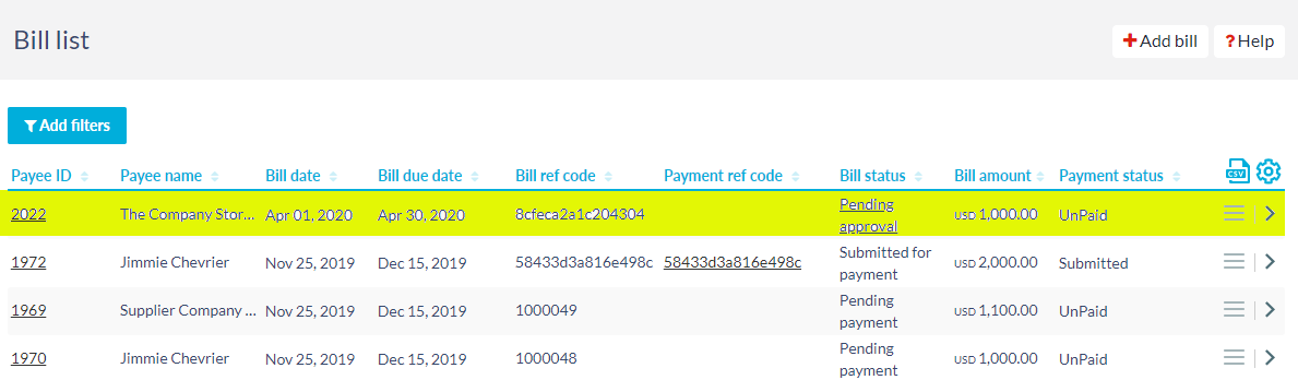 New bill added