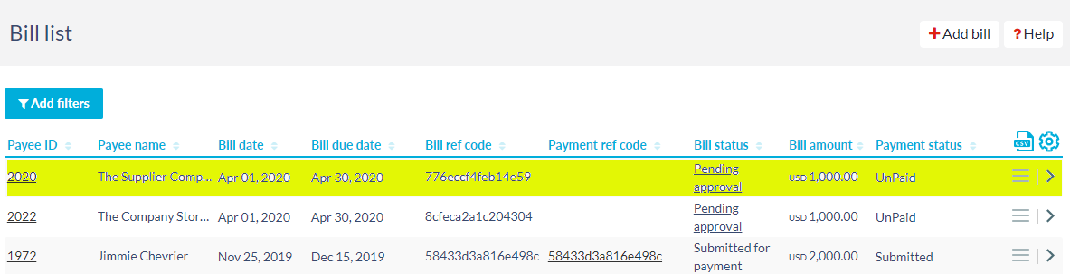 New added bill