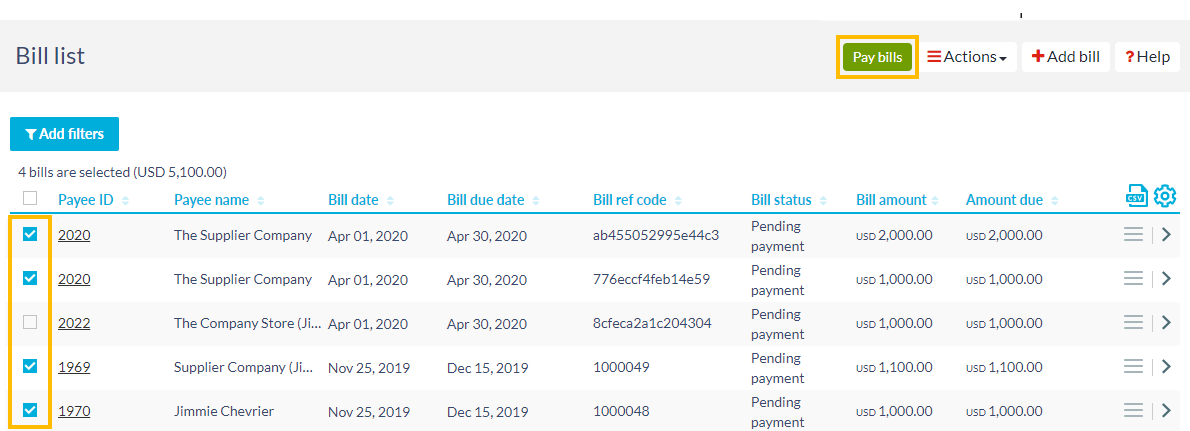 Pay multiple bills