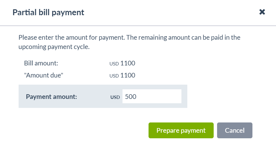 Partial bill payment