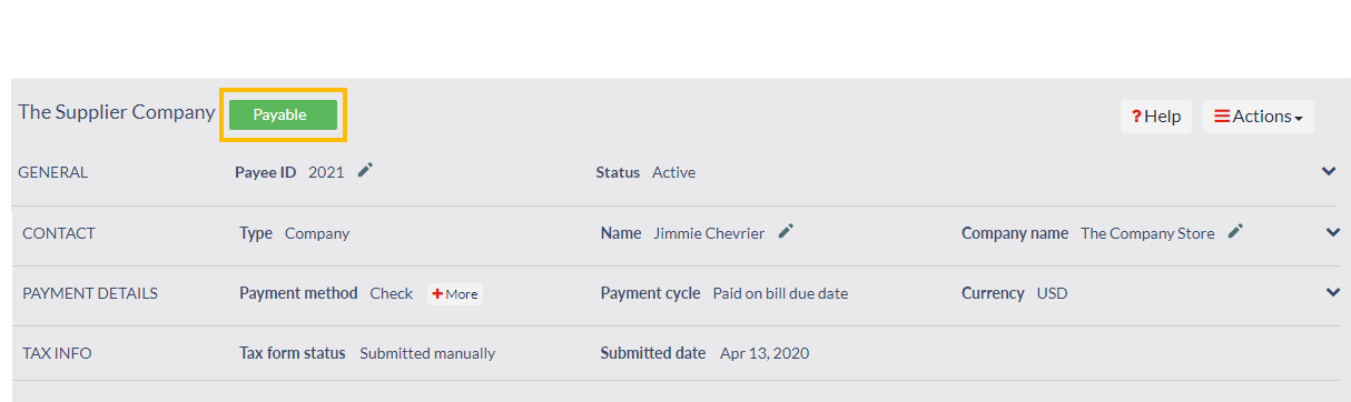 Payable payee 