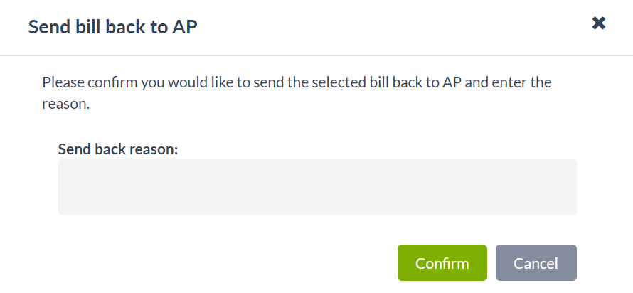 Send bill back to AP