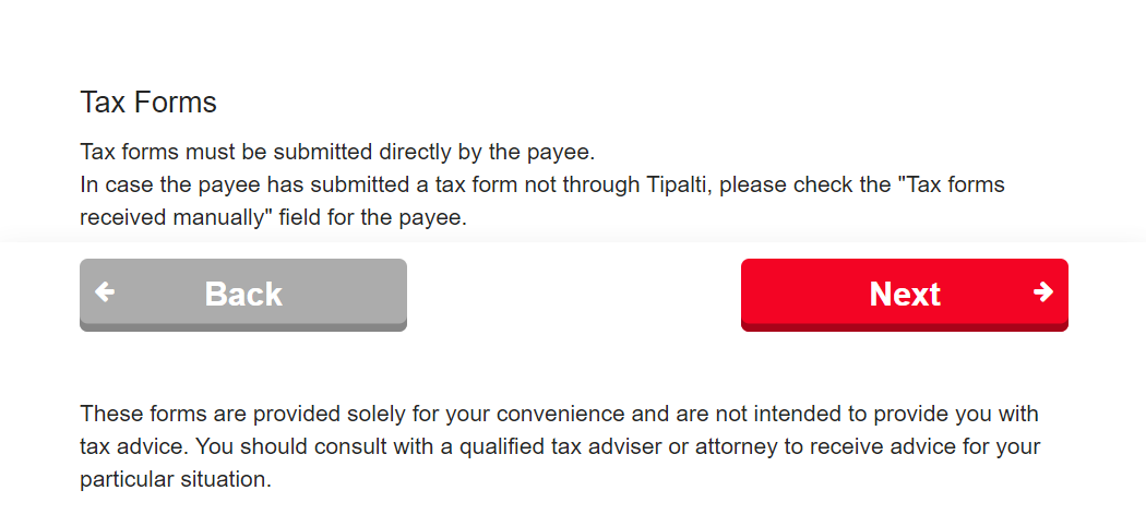 Tax Forms page in the Supplier Page