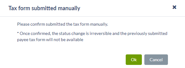 Tax form submitted manually confirmation