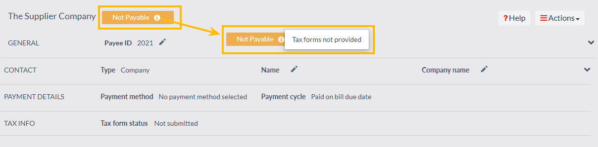 Unpayable payee example